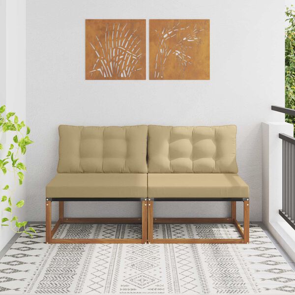 vidaXL 2 Stuk Buiten Midden Sofa Massief Acaciahout Naturel