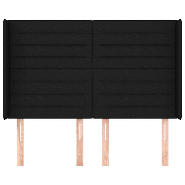 vidaXL Hoofdbord met randen 147x16x118/128 cm stof zwart