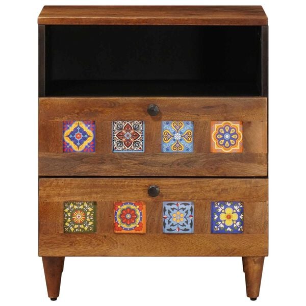 vidaXL Nachtkastje met lade Bruin 50 x 33 x 62 cm Massief Mango Hout