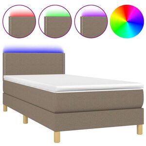 vidaXL Boxspring met matras en LED stof taupe 90x190 cm