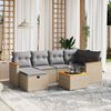 vidaXL 6-delige Loungeset met kussens poly rattan gemengd beige