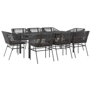 vidaXL 9-delige Tuinset met kussens poly rattan glas zwart
