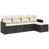 vidaXL 5-delige Loungeset met kussens poly rattan zwart