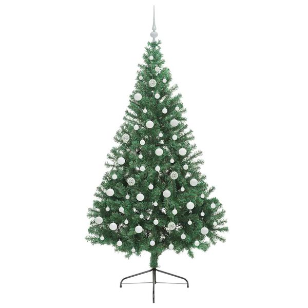 vidaXL Kunstmatig Voorverlicht Kerstboom met 300 LED Groen 210 cm PVC