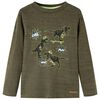 Kindershirt met lange mouwen 104 gem&ecirc;leerd kakikleurig