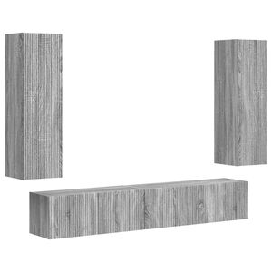 vidaXL Tv-meubelset Wandgemonteerd 3 pcs Grijs Sonoma Bewerkt hout