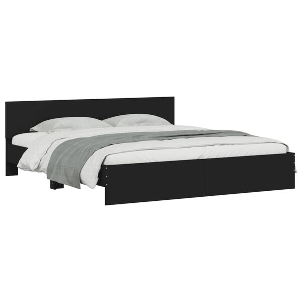 vidaXL Bedframe met hoofdeinde zwart 180x200 cm