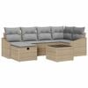 vidaXL Bankstel met kussen met opslag Beige en Licht Grijs poly rattan