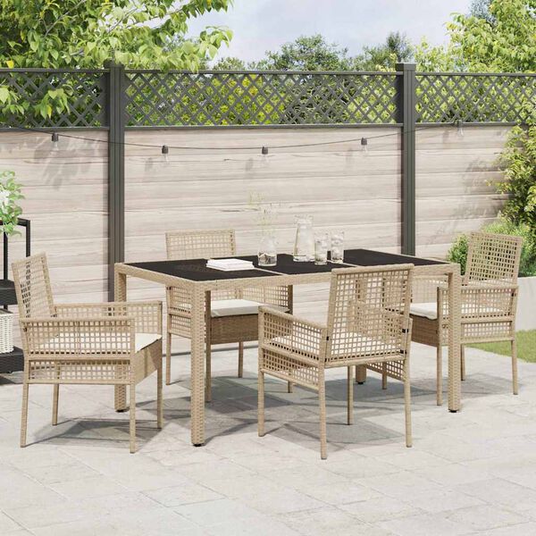 vidaXL Tuin eettafelset 5 pcs Beige poly rattan