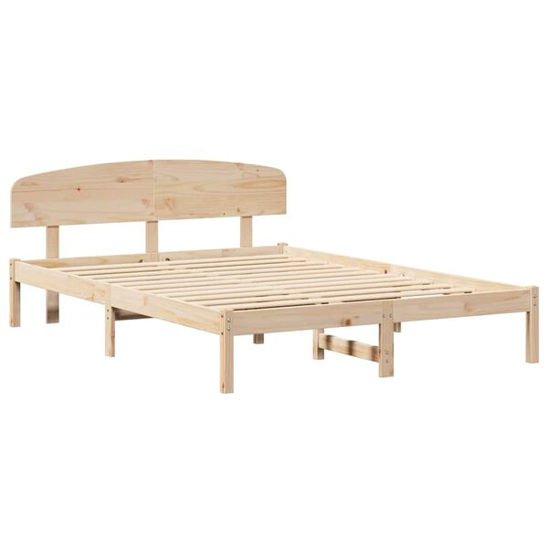 vidaXL Bedframe met hoofdeinde Naturel 150 x 200 cm Massief grenenhout