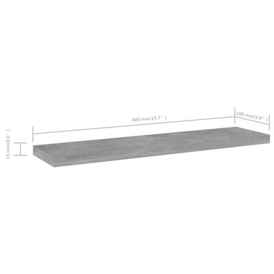 vidaXL Wandschappen 8 st 40x10x1,5 cm spaanplaat betongrijs