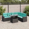 vidaXL 7-delige Loungeset met kussens poly rattan acacia zwart