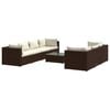 vidaXL 8-delige Loungeset met kussens poly rattan bruin