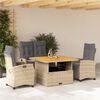 vidaXL 4-delige Tuinset met kussens poly rattan beige