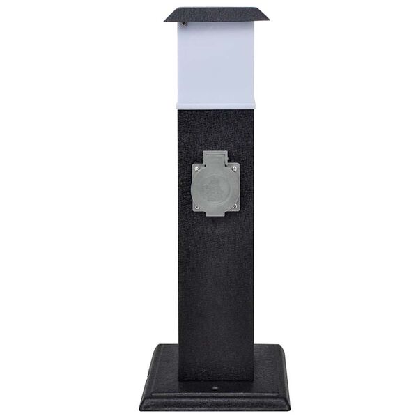 Buitenstopcontact op zuil met lamp (zwart)