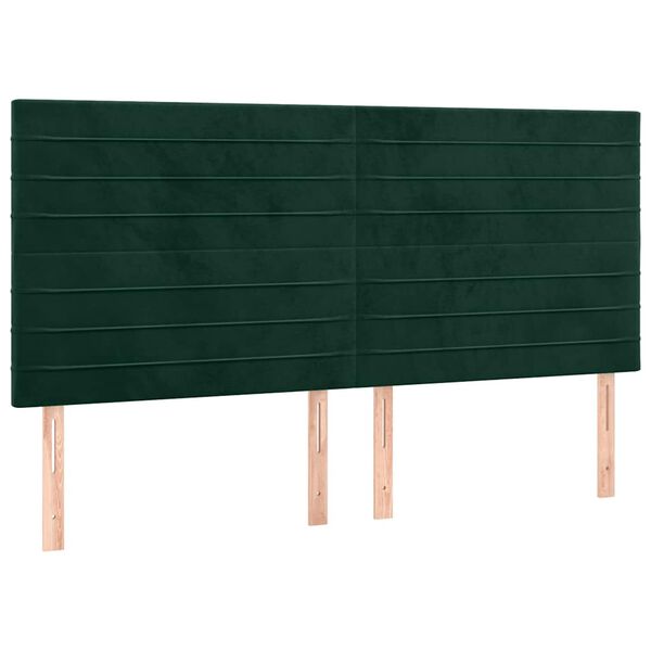 vidaXL Hoofdbord donkergroen 160x5x118/128 cm fluweel