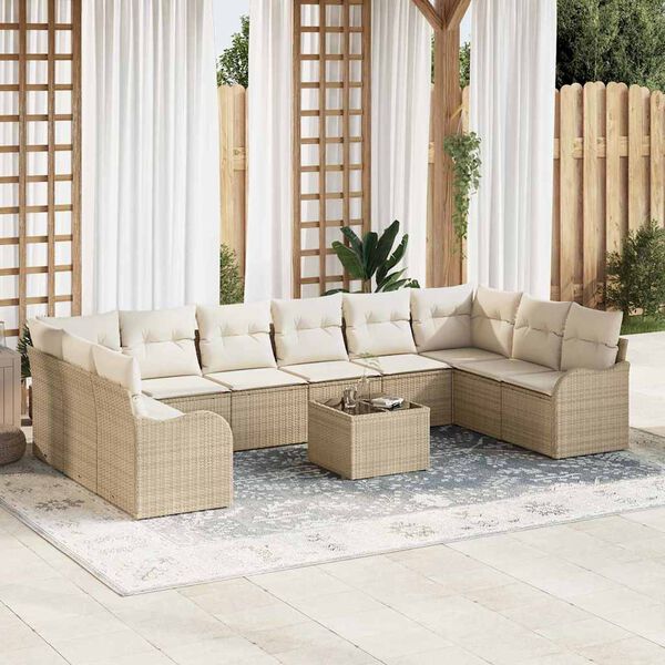 vidaXL Tuin Sofa Set 11 pcs Beige poly rattan