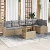 vidaXL Tuin Sofa Set met kussen 7 pcs beige en lichtgrijs poly rattan