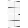 vidaXL Binnendeur 102x201,5 cm gehard glas en aluminium smal zwart
