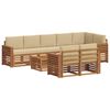 vidaXL Sofa-Sets 9 pcs Natuurlijk en Beige Massief Acaciahout