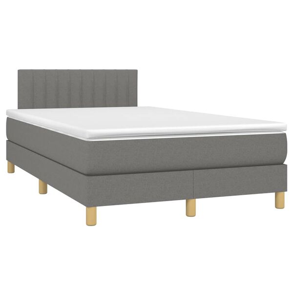 vidaXL Boxspring met matras en LED stof donkergrijs 120x190 cm