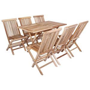 vidaXL Tuinmeubelset 7 st Naturel Massief Teakhout