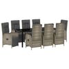 vidaXL Tuin eettafelset 9 st Grijs poly rattan