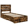 vidaXL Bedframe met lade Gerookt eiken 90 x 190 cm Bewerkt hout