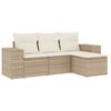 vidaXL 4-delige Loungeset met kussens poly rattan beige