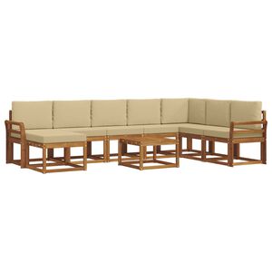 vidaXL Buiten bankenset 9 st Natuurlijk en Beige