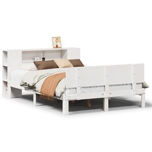 vidaXL Bed met boekenkast zonder matras grenenhout wit 135x190 cm