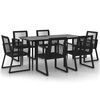 vidaXL 7-delige Tuinset PVC-rattan zwart
