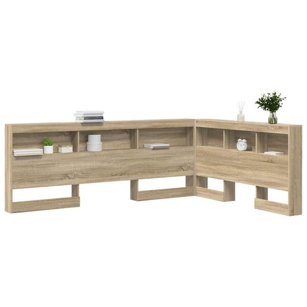 vidaXL Opberghoofdbord met plank Sonoma Eiken 135 cm Bewerkt hout