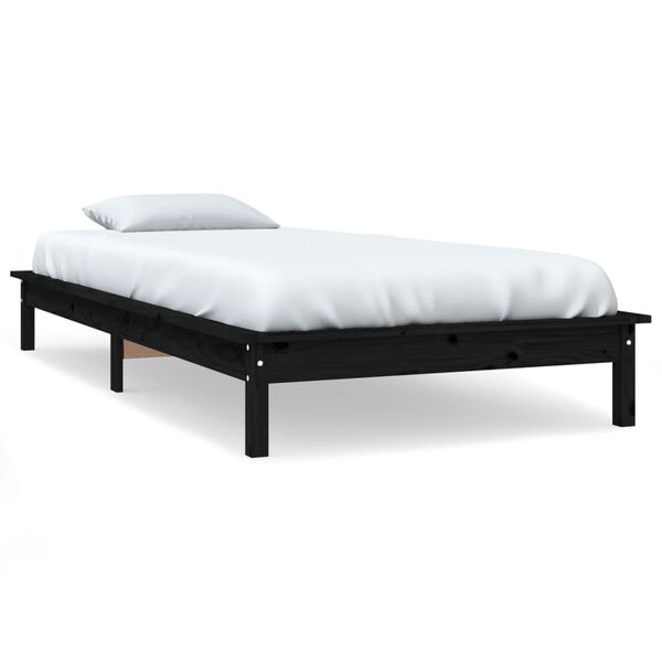 vidaXL Bedframe massief grenenhout zwart 90x200 cm