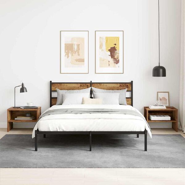 vidaXL Nachtkastje 2 pcs Oud hout 40 x 40 x 30 cm Bewerkt hout