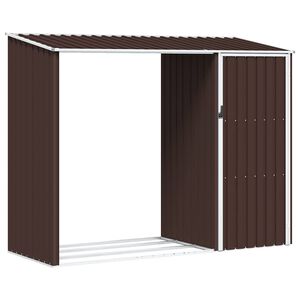 vidaXL Brandhoutschuur 245x98x159 cm gegalvaniseerd staal bruin