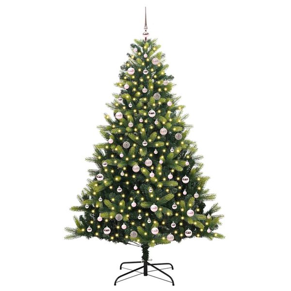 vidaXL Kunstkerstboom met scharnier 300 LEDs Groen 240 cm PVC en PE