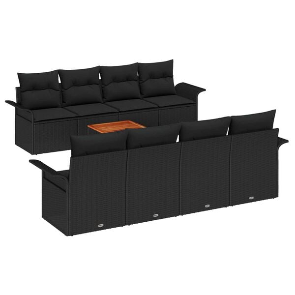 vidaXL Tuin Sofa Set 9 pcs Zwart Poly riet