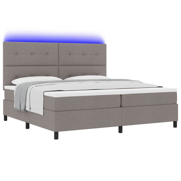 vidaXL Boxspring bed met matras met LED Taupe 200 x 200 cm Stof