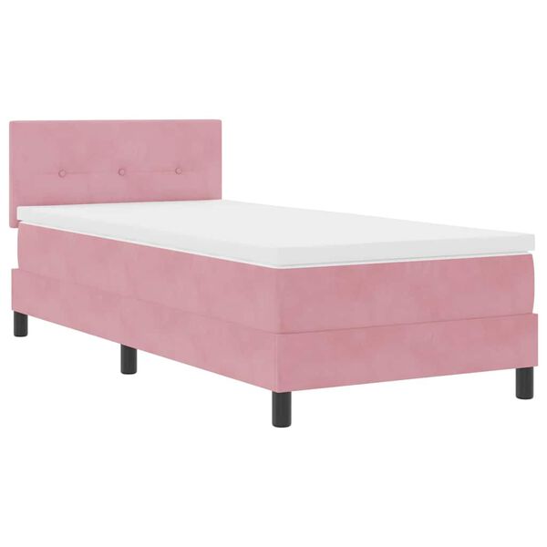 vidaXL LED Box Spring Bed met matras met LED Roze 80 x 200 cm Fluweel