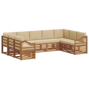vidaXL Buiten bankenset 9 pcs Natuurlijk en Beige Massief Acaciahout
