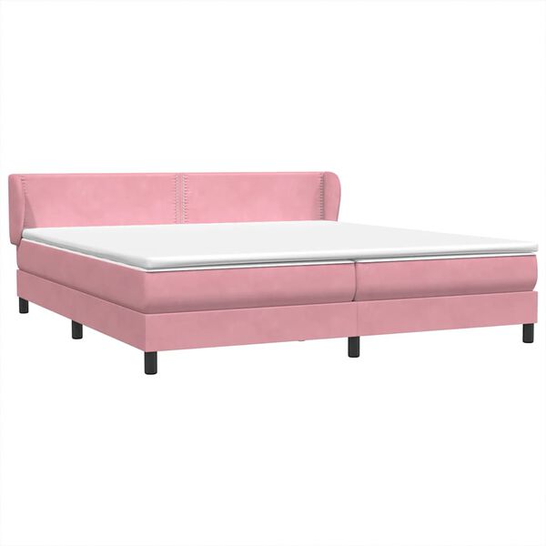 vidaXL Boxspring met matrassen fluweel roze 180x210 cm