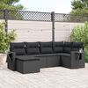 vidaXL 6-delige Loungeset met kussens poly rattan zwart