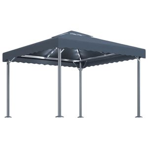 vidaXL Prieel met LED-lichtslinger 300x300 cm aluminium antracietkleur