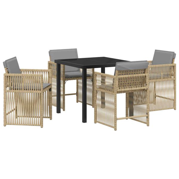 vidaXL Tuin eettafelset 5 pcs Beige poly rattan