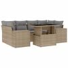 vidaXL 7-delige Loungeset met kussens poly rattan beige