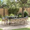 vidaXL Tuin eettafelset met kussen 9 pcs Beige poly rattan