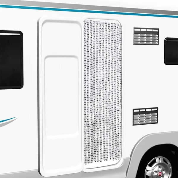 vidaXL Vliegengordijn 56x185 cm chenille licht- en donkergrijs