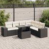 vidaXL 7-delige Loungeset met kussens poly rattan zwart