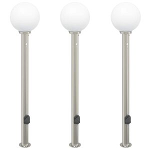 vidaXL Bolderverlichting met sensor en stopcontact 3 stuks 120 cm roestvrij staal IP44